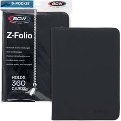 BCW Top Loader Binder 9-Pocket LX cover in black leatherette for durable professional presentation.