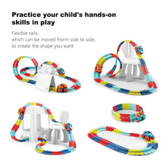 BCWJ NETS colorful rainbow tracks form bridges, tunnels, and ramps for creative layouts