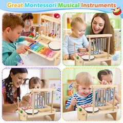 BCY hohipi contents image shows xylophone, wind chime, drum, scraper, gavels.