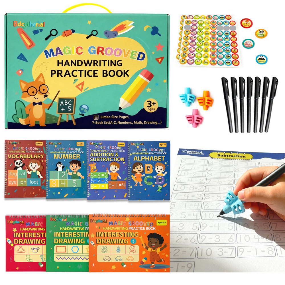 Bdcytherial 7Pcs Grooved Writing Practice Kit supports handwriting development