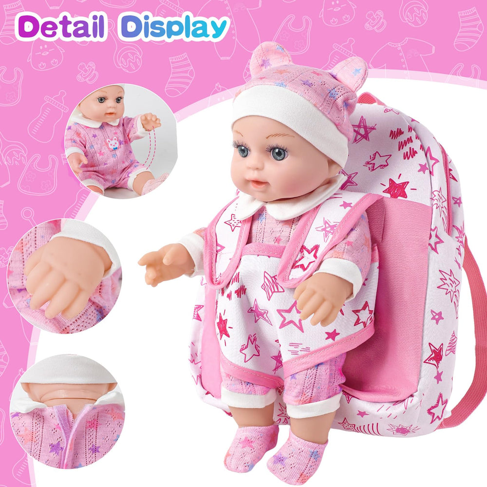 BDDOLL 12in baby doll feeding bottles support realistic mealtime pretend play.