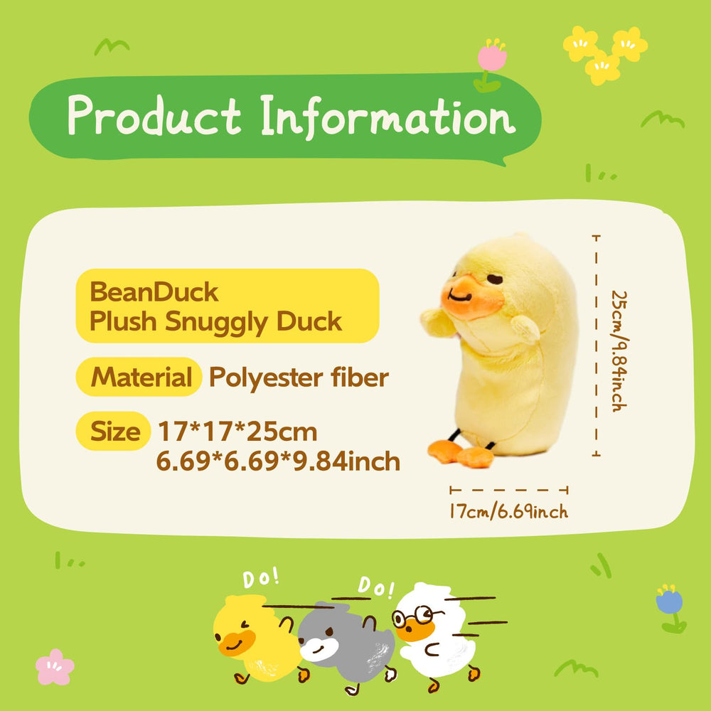 B.Duck Posture Pal plush on desk shows velvety fabric and soft texture.