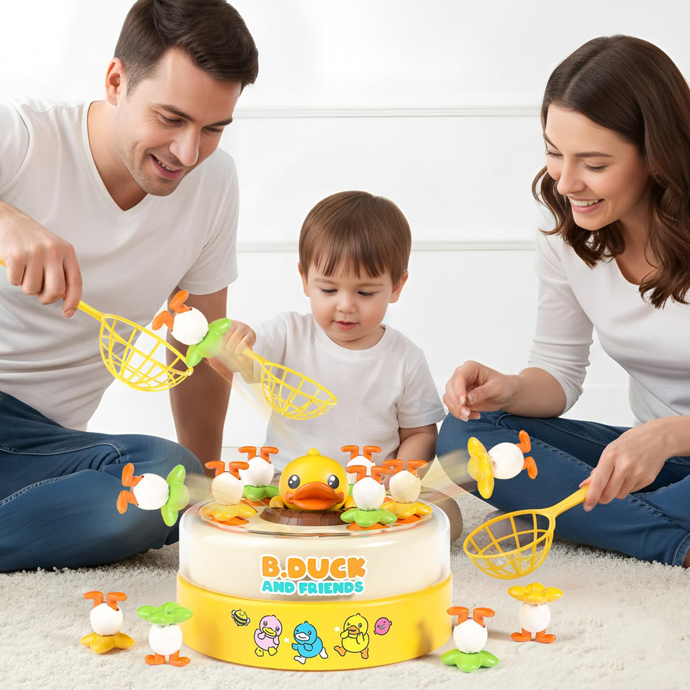 B.Duck Catch and Bounce three nets ready for catching challenges during play.