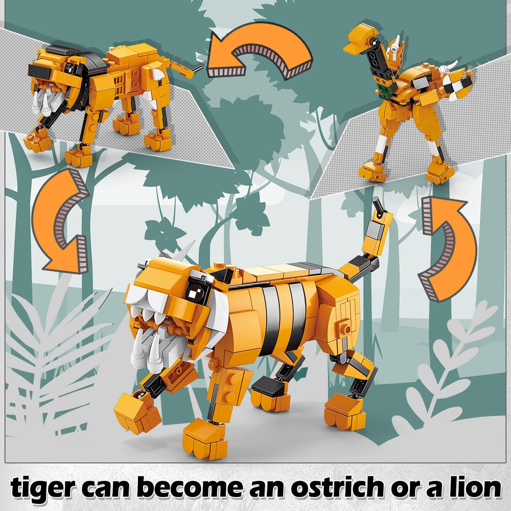 BDXEJV Creator 3-in-1 Animals owl-bird-scorpion reveals quick transformations.