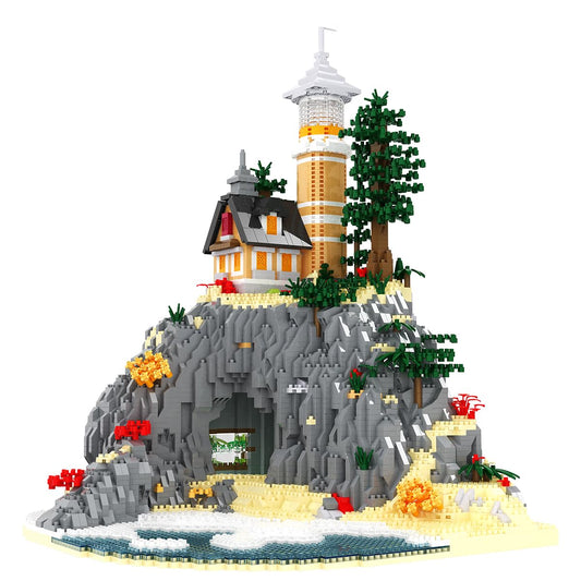 BDYDT Architecture Island Cave Lighthouse 5686pcs: intricate island diorama for display and gifting.