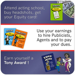 BE A BROADWAY STAR! Equity card panel hints at collectible moments during turns.