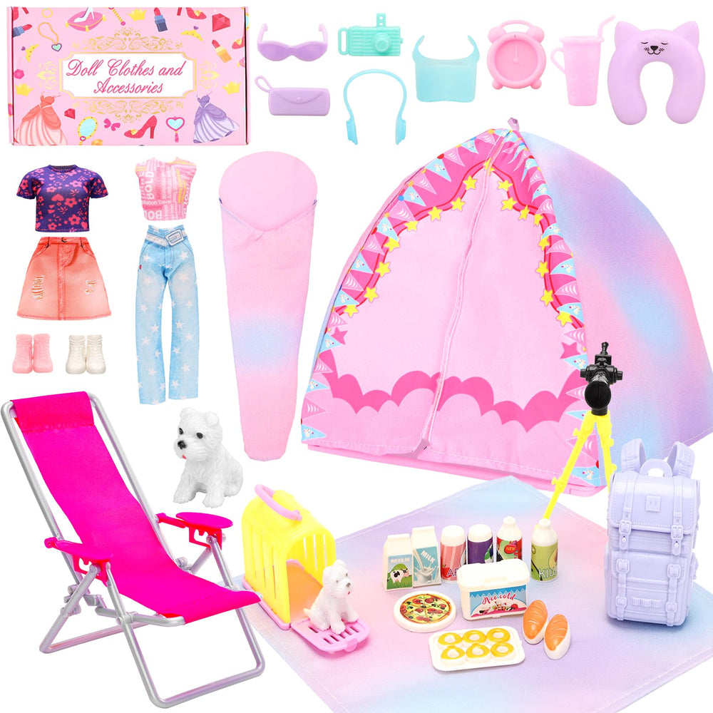 BEABARZA doll camping tent setup encourages imaginative outdoor play.