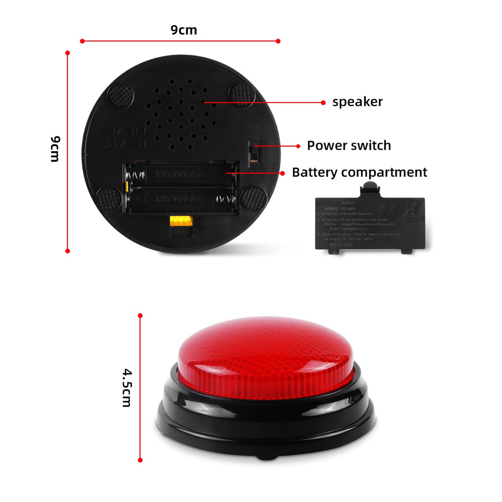 Bean Lieve red-siren buzzer highlighting urgent sound for fast answer prompts.