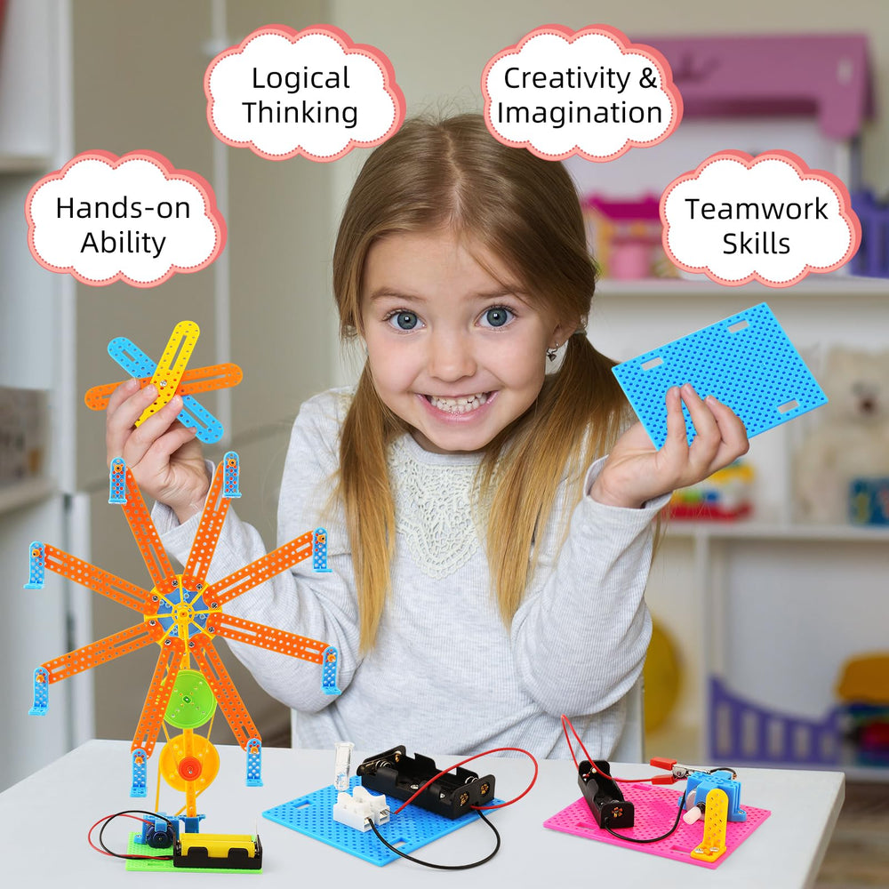 BeAndge STEM kit amusement park pulley-transfer model shows gears in action for problem solving.
