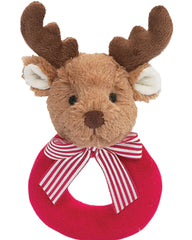 Bearington Baby Lil’ Reindeer face close-up with soft fabric and gentle expression for newborns.