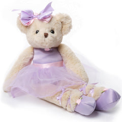 Bearington Bear Tootsie ballerina plush with lilac tutu for pretend recitals