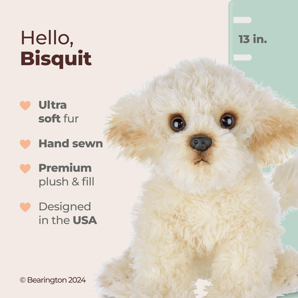 Bearington Bisquit plush with snuggle worthy softness for lap time and naps.