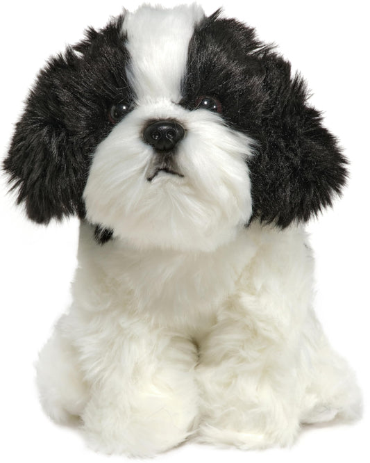 Bearington Butch 11-inch Shih Tzu plush face close-up for lifelike snuggles and a hand-sewn nose.