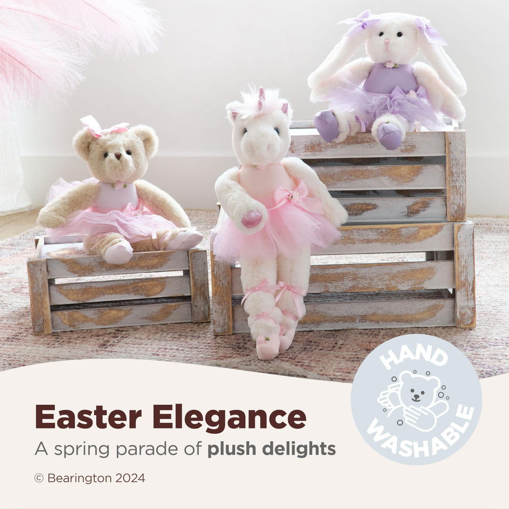 Twirlina Bunny sits on a shelf, adding whimsical room decor.