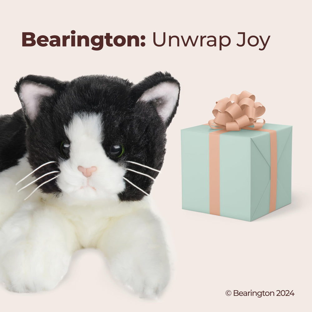 Bearington Domino 15-inch cat plush, a lifelike, cuddly presence.