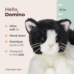 Bearington Domino cat face shows lifelike eyes and whiskers.
