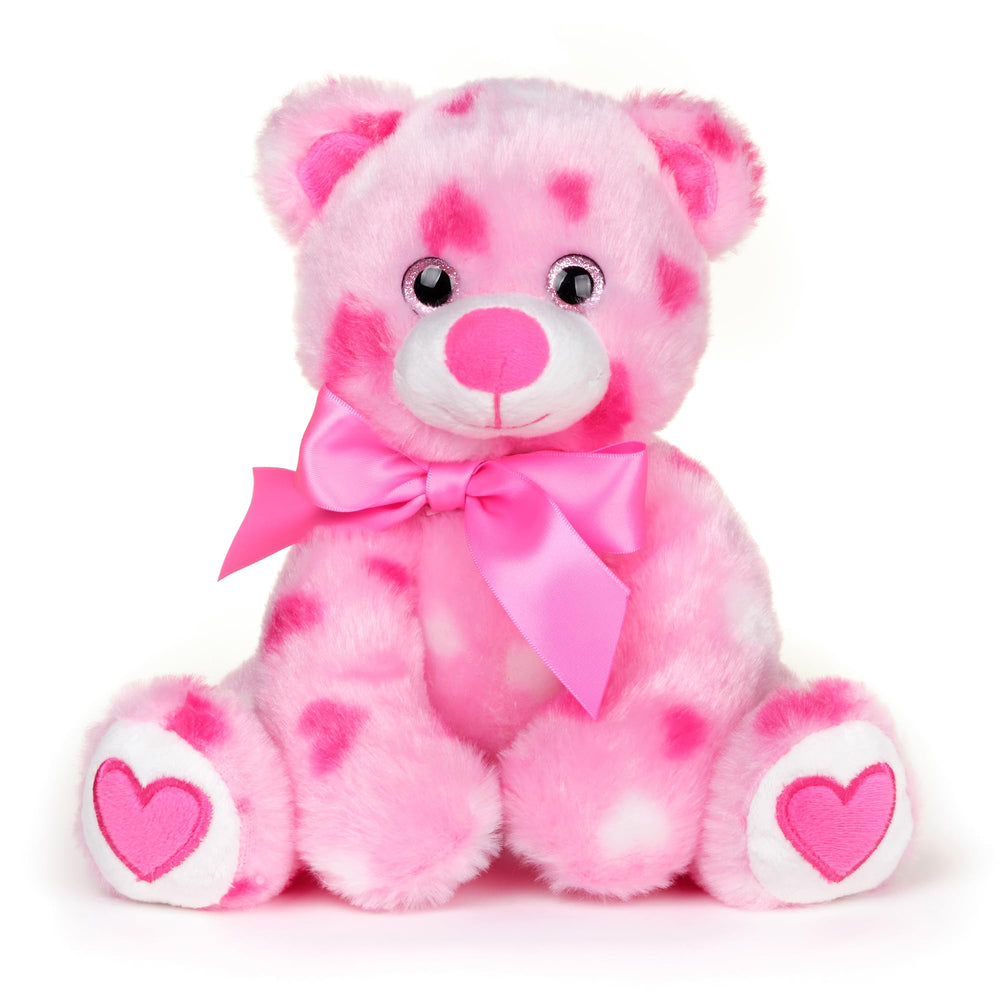 Bearington Hearty teddy bear 8.5-inch pink plush for gentle hugs and gift-ready presentation
