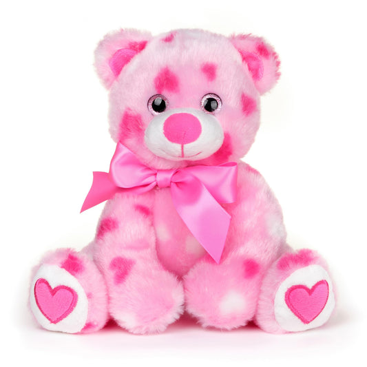 Bearington Hearty teddy bear 8.5-inch pink plush for gentle hugs and gift-ready presentation