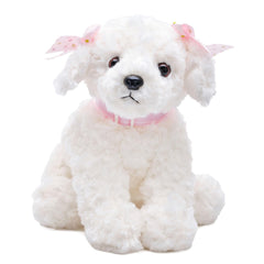 Bearington Sassy White Dog 10-inch plush, perfect for cuddling and imaginative play.