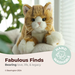 Bearington Tabby plush toy with soft fur for bedtime comfort.