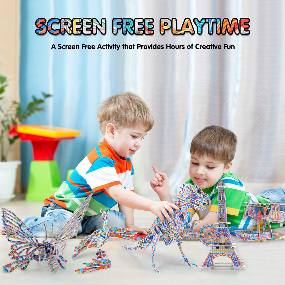 BEARUN 3D coloring puzzle windmill model promotes patience and precision.