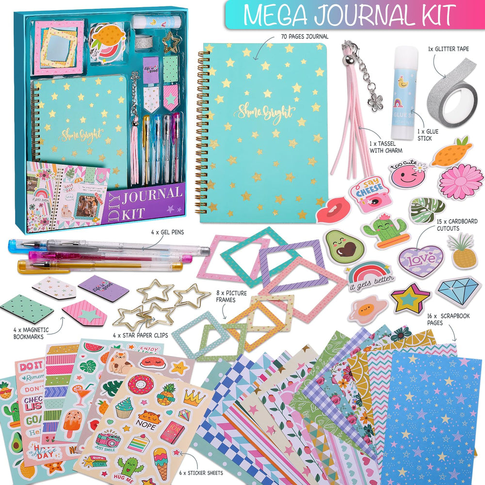 BEARUN journal contents kit includes tassel, frames, stickers, and supplies for creative pages.