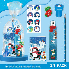 BEARUN snowflake pencils 24-pack: vivid winter supplies for crafts and writing fun.