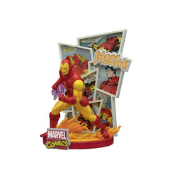 Beast Kingdom Iron Man D-Stage figure pose captures dynamic hero stance.