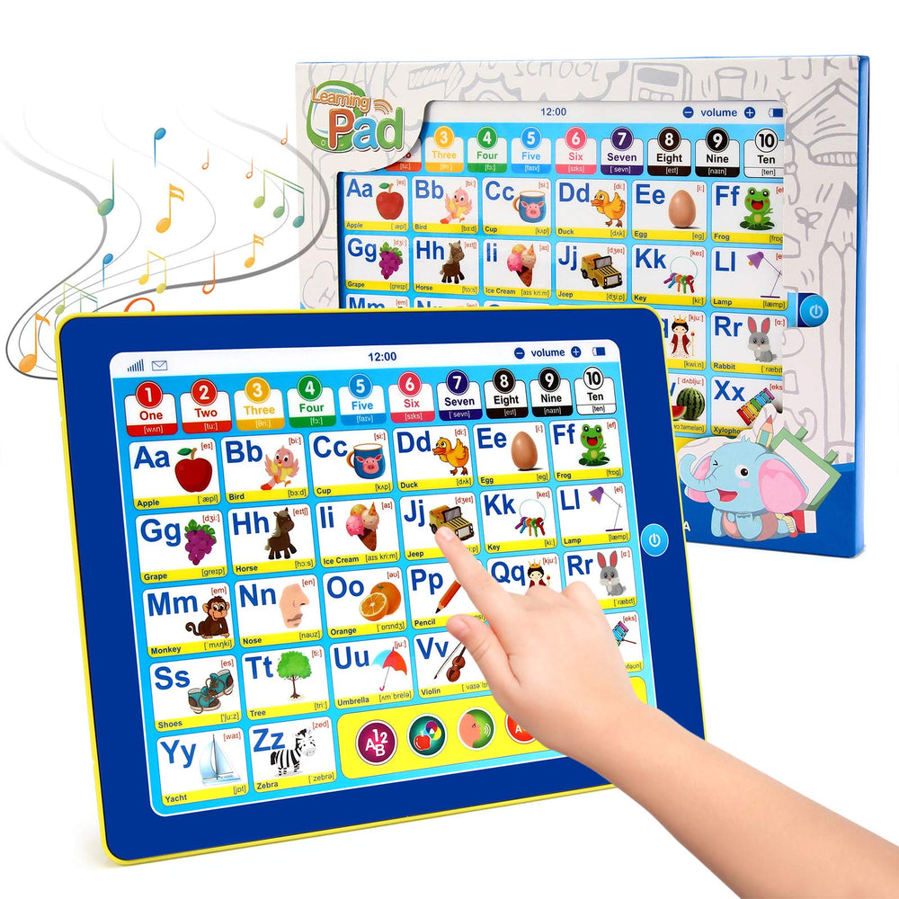 BEAURE 6-in-1 Kids Tablet front view showing colorful learning panel for early literacy