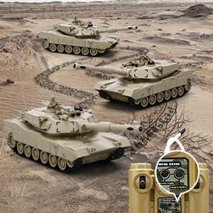 BEAURE RC Tank 1:28 M1A2 kids playing commander style battles