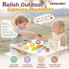 Beberolen wooden eggplant play food for imaginative banquets, fosters wooden knife skills and role play.