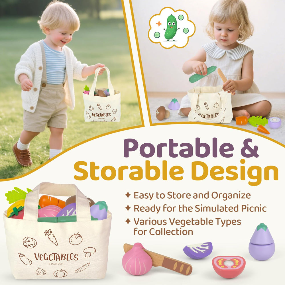 Beberolen wooden mushrooms play food for pretend recipes, adds color variety to kitchen play.