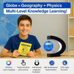 BEBEVOGUE floating globe spins 360°, showcasing magnetic levitation in action.