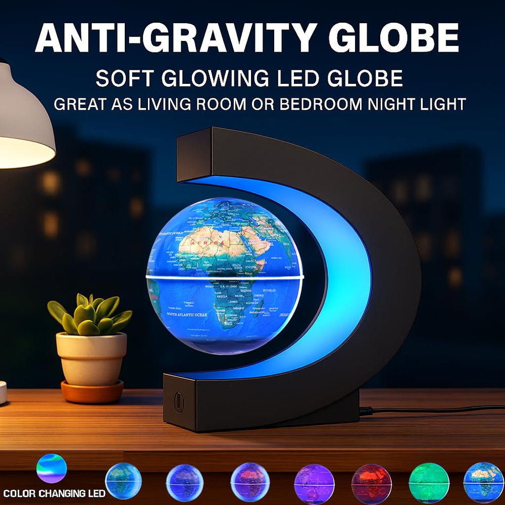BEBEVOGUE levitating globe displays a world map for STEM learning and curiosity.