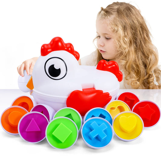 Beby Buty chicken eggs matching game with hen case supports organized play and color recognition.