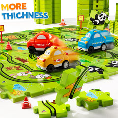 Beby Buty puzzle track disassembles for quick cleaning and portability.