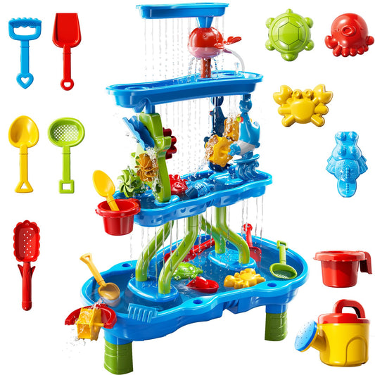 Beby Buty 4-tier water table setup for outdoor play and imaginative sand-water mixing.