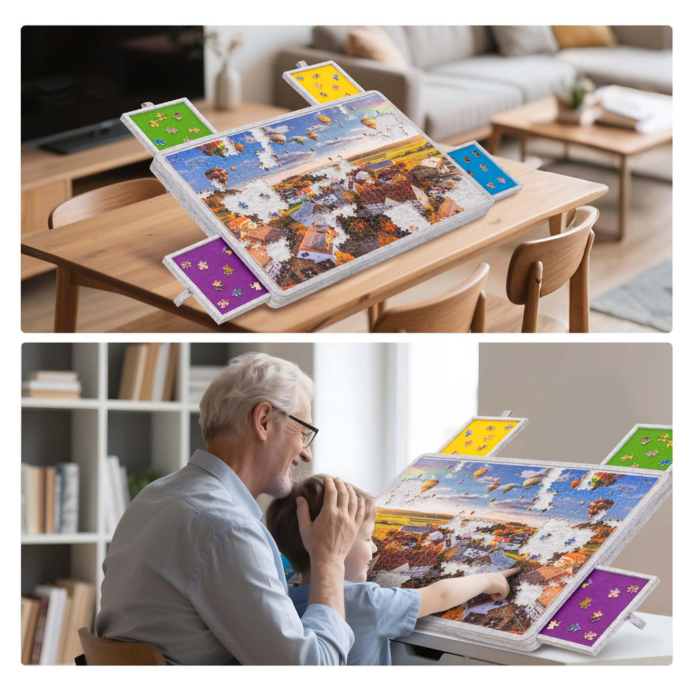 Becko US color-coded drawers simplify sorting and storage of puzzle pieces.