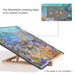 Becko US puzzle board offers a flat, adjustable surface for comfortable assembly.