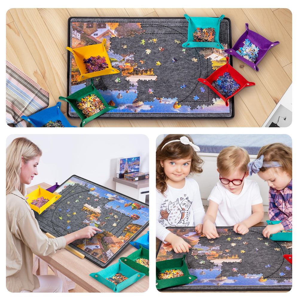 Becko US puzzle board folds flat for compact storage when not in use.