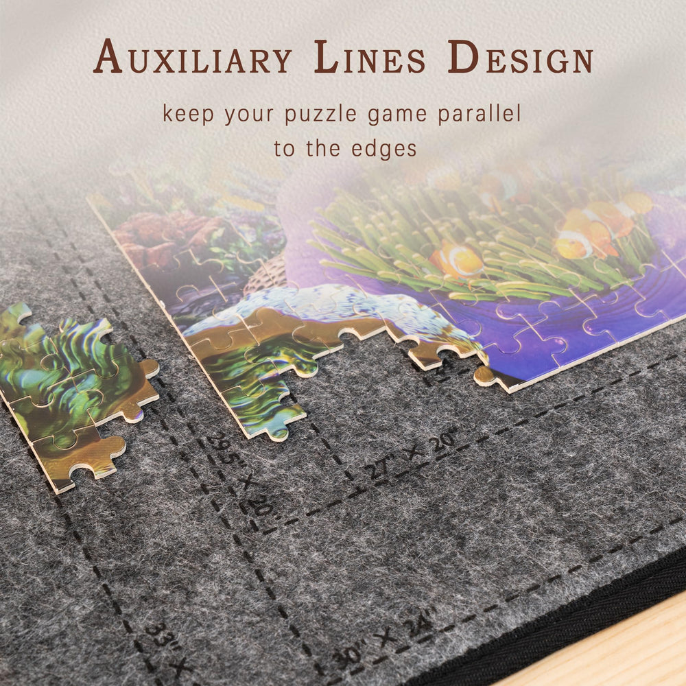 Becko US puzzle board gray felt cover resists dust and keeps puzzles intact.