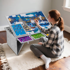 Becko US puzzle table folded flat for compact storage.