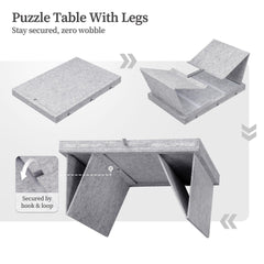 Becko US puzzle table showing three tilt angles for ergonomic puzzling.