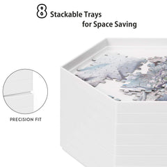 Becko US clear lid protects puzzle pieces from dust during storage.