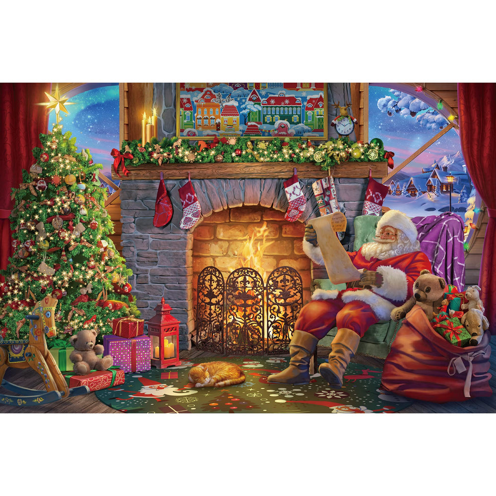 Becko US Santa Claus at Fireplace puzzle box for cozy family evenings