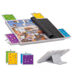 Becko US tilting puzzle board with four drawers keeps pieces organized during puzzling.