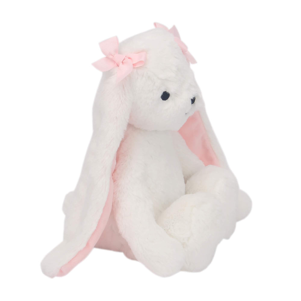 Bedtime Originals Snowflake bunny pink bows add charming detail.