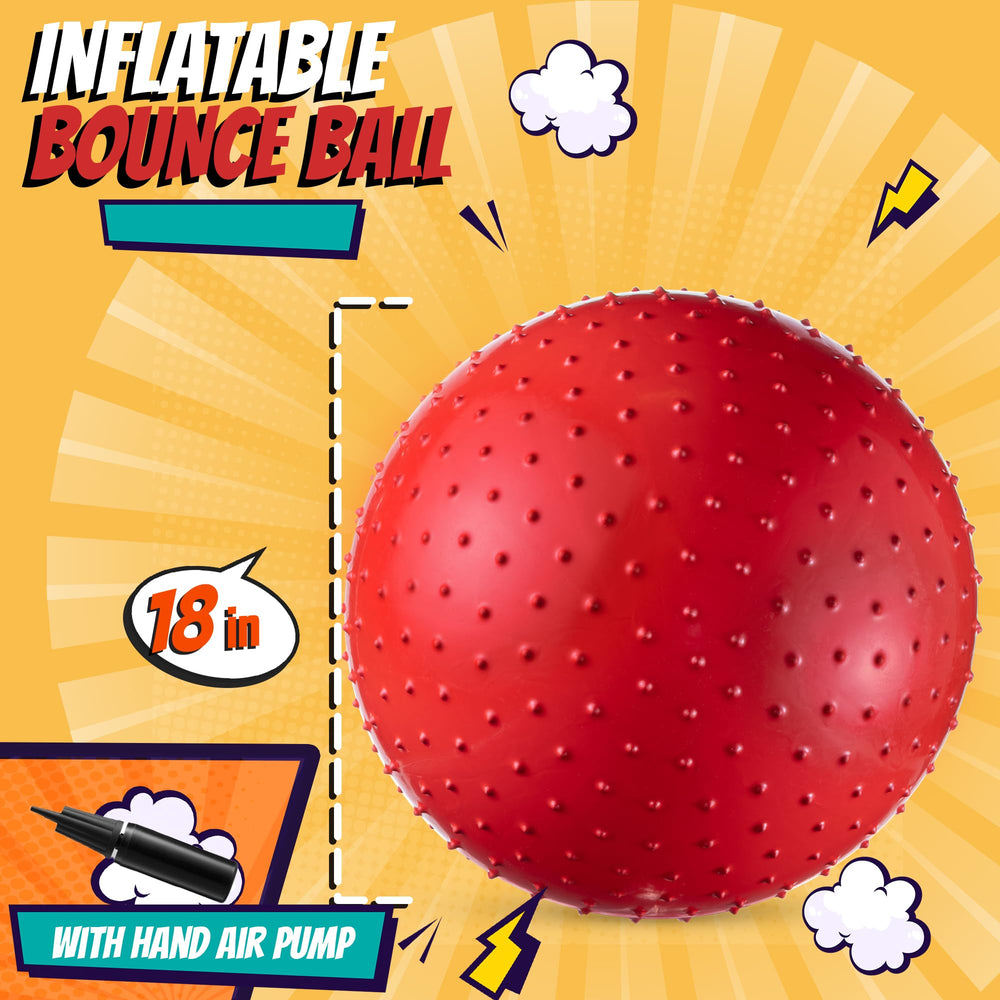 Bedwina 18-inch knobby sensory ball red ideal for indoor outdoor bouncing.