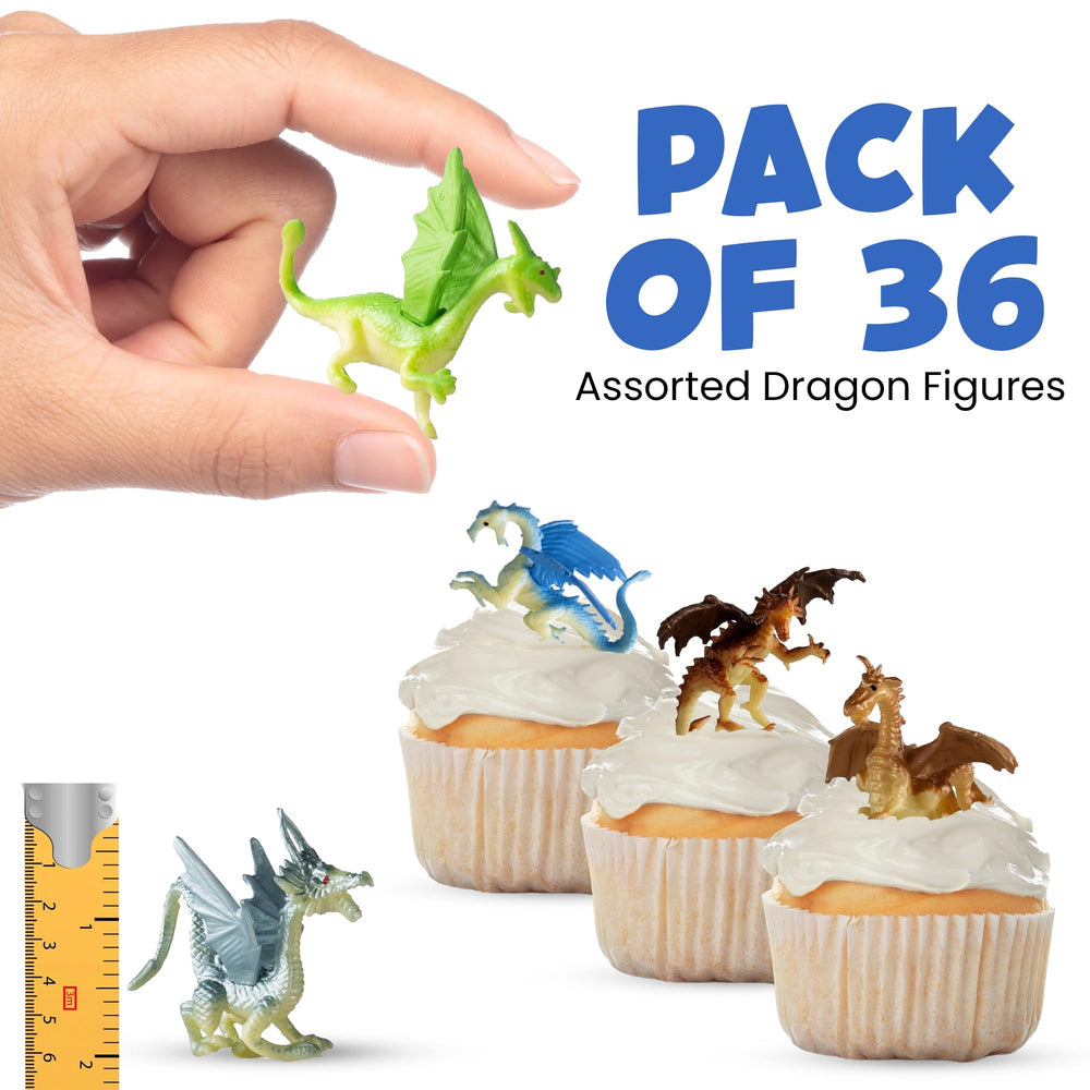 Bedwina 2-inch dragons in assorted colors for cupcake toppers and crafts
