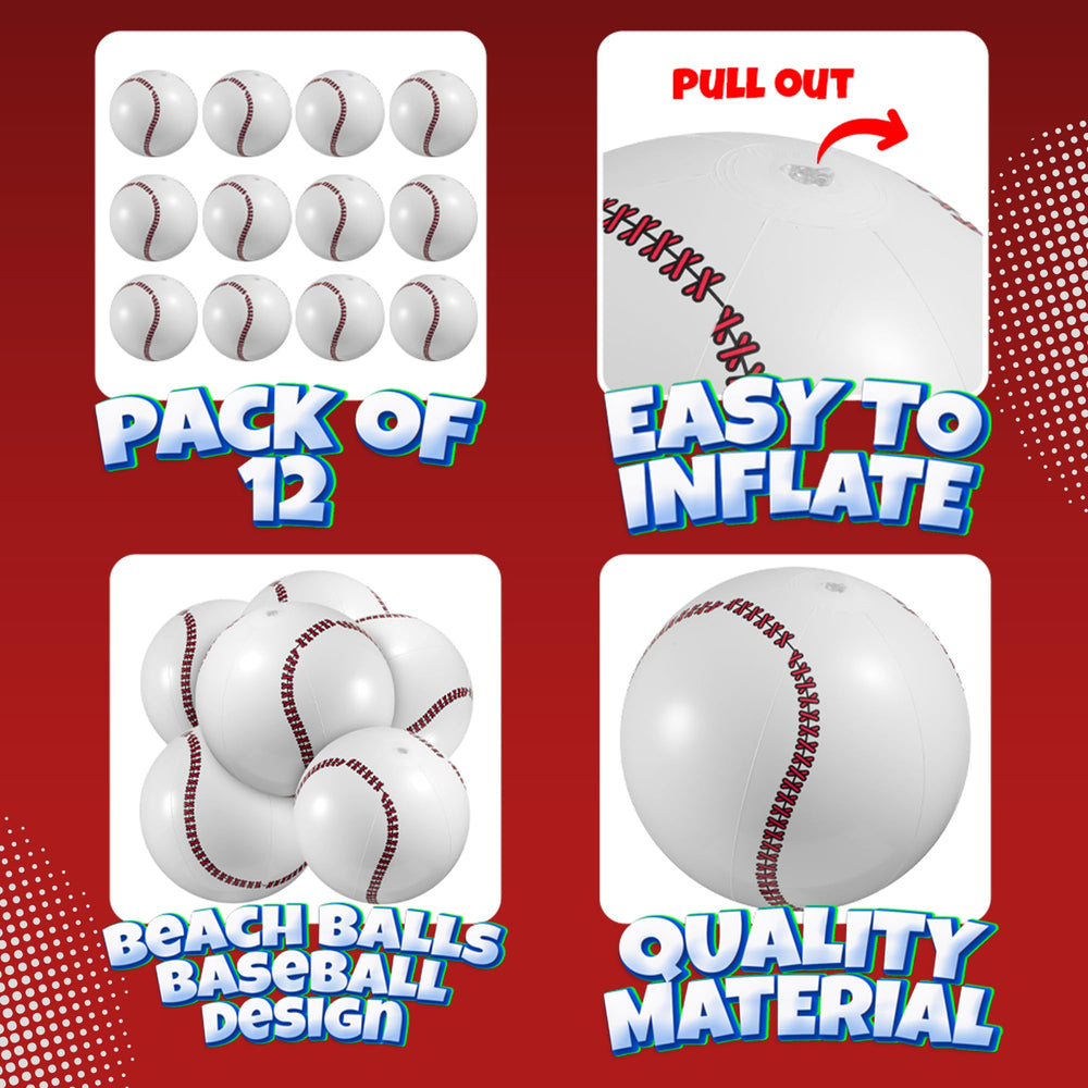 Bedwina baseball beach ball features an easy inflate valve for quick setup.